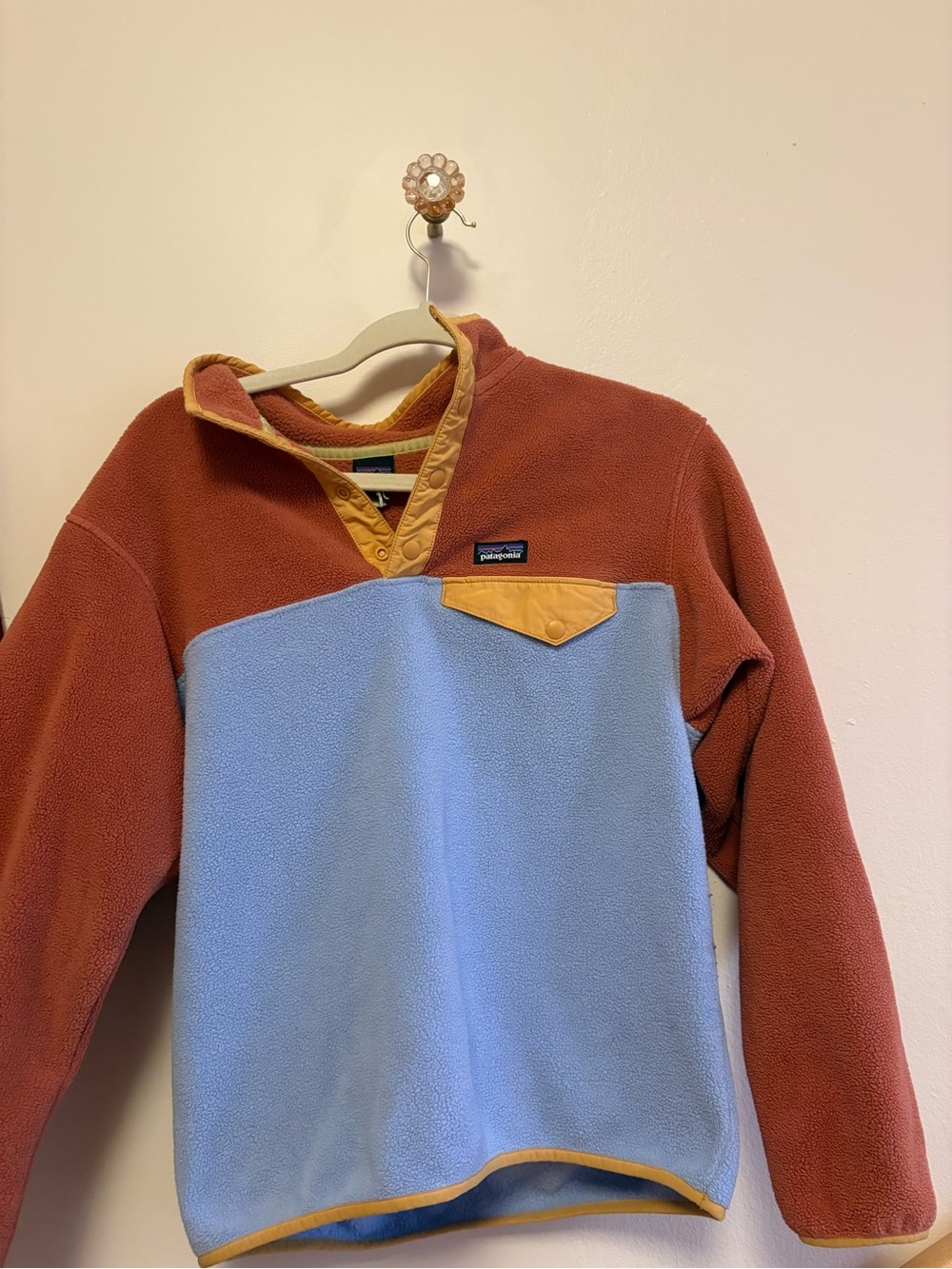 Patagonia Two-Tone Snap-T Fleece Pullover - Rust & Light Blue